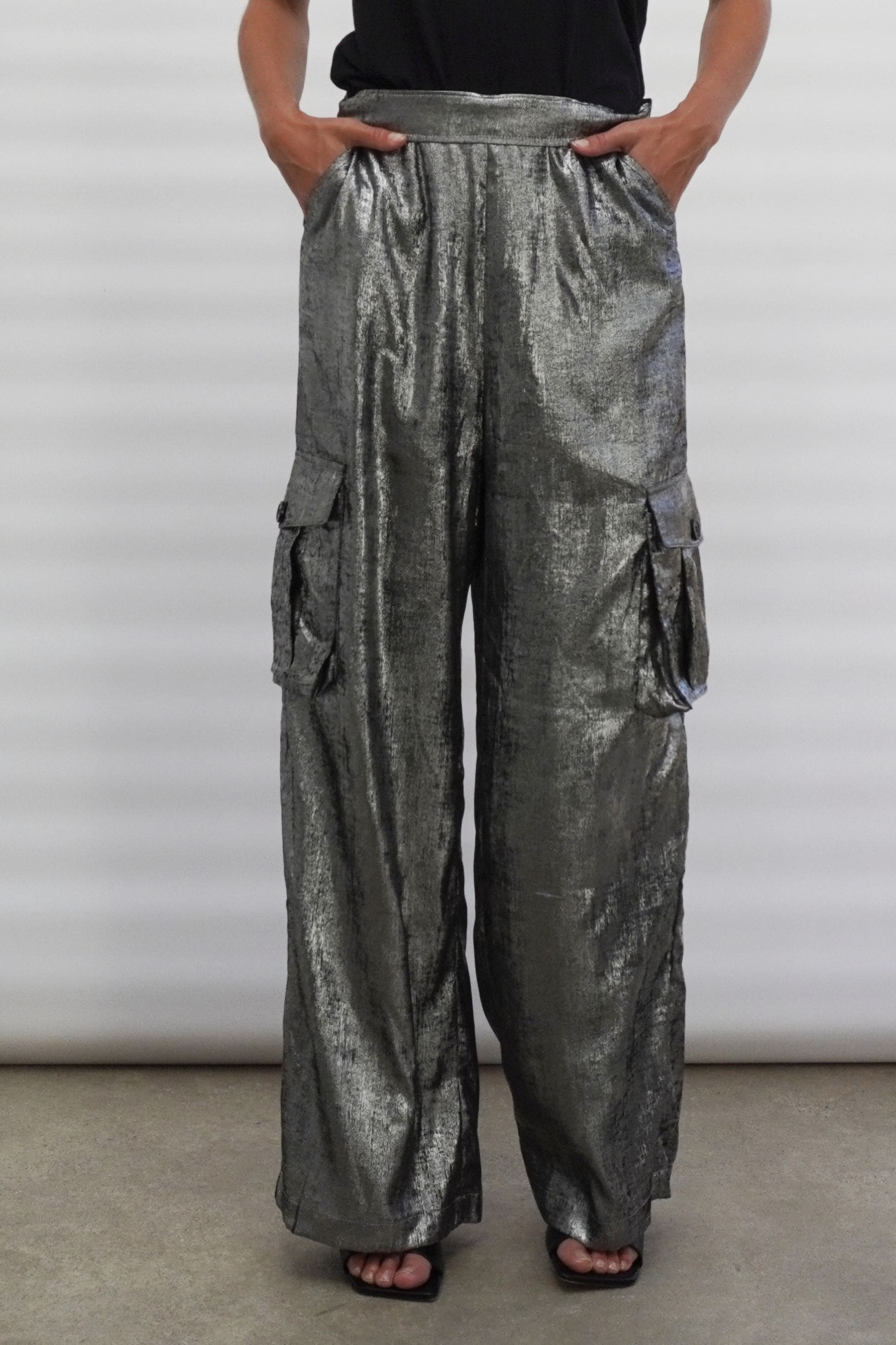 Metallic cargo pants hotsell