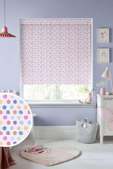 Voyage Blossom Pink Blackout Dotty Made To Measure Roller Blind