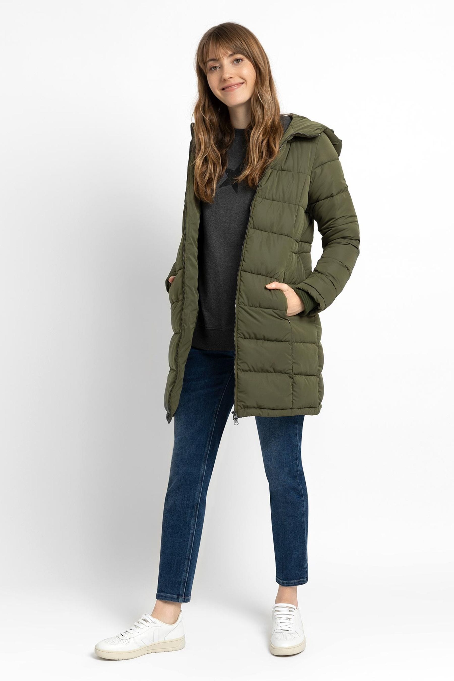 JoJo Maman B b Khaki 2 in 1 Maternity Puffer Coat