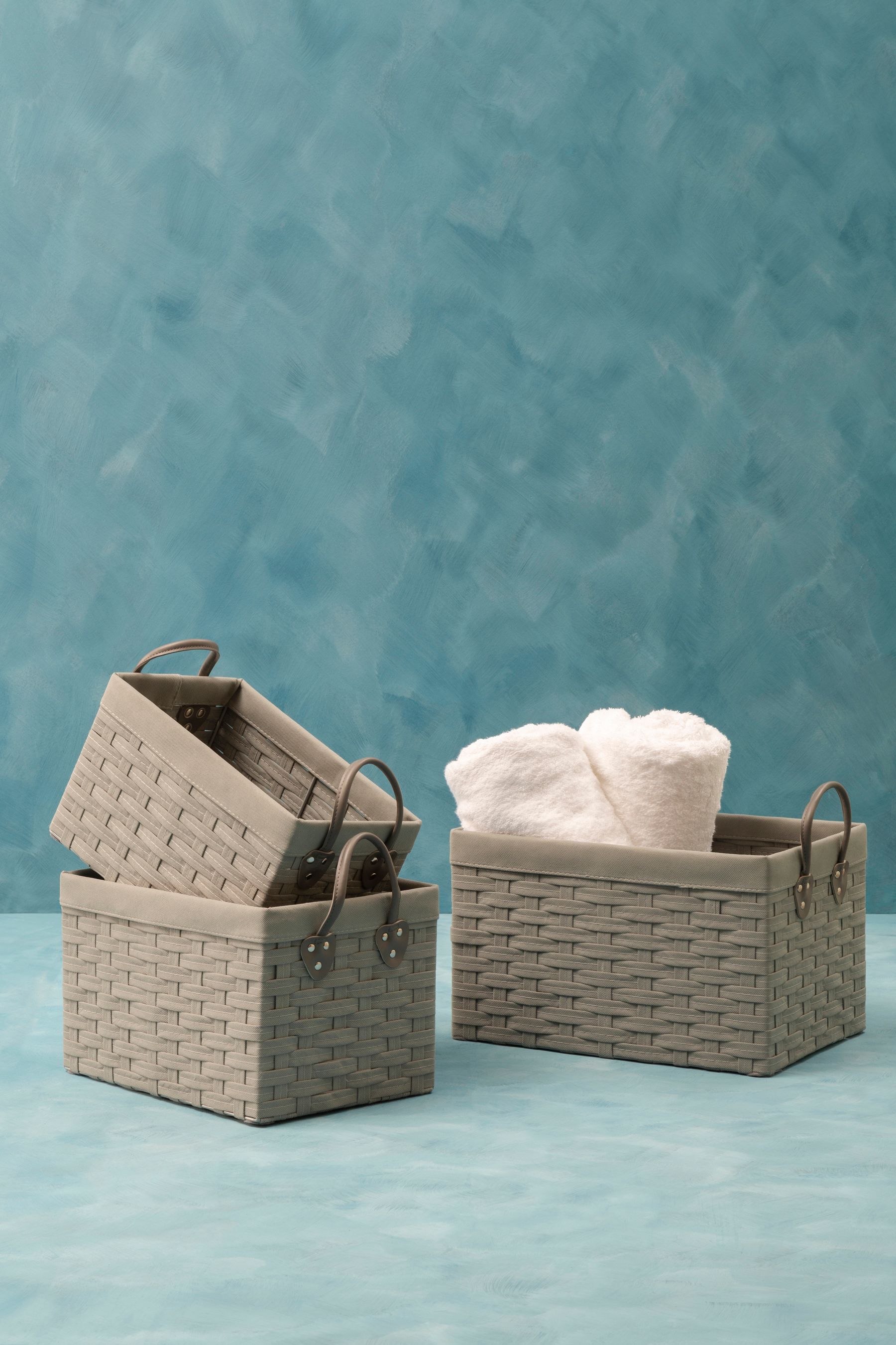 Woven fabric storage best sale baskets