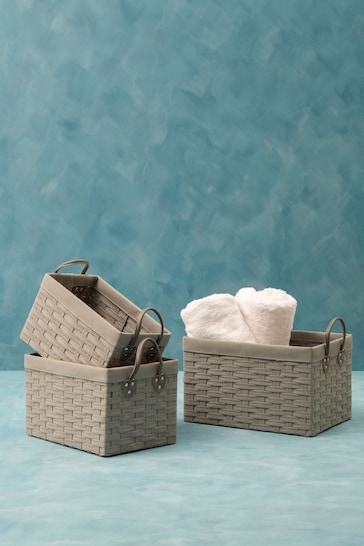 Interiors by Premier Grey Lattice Non Woven Fabric Storage Baskets