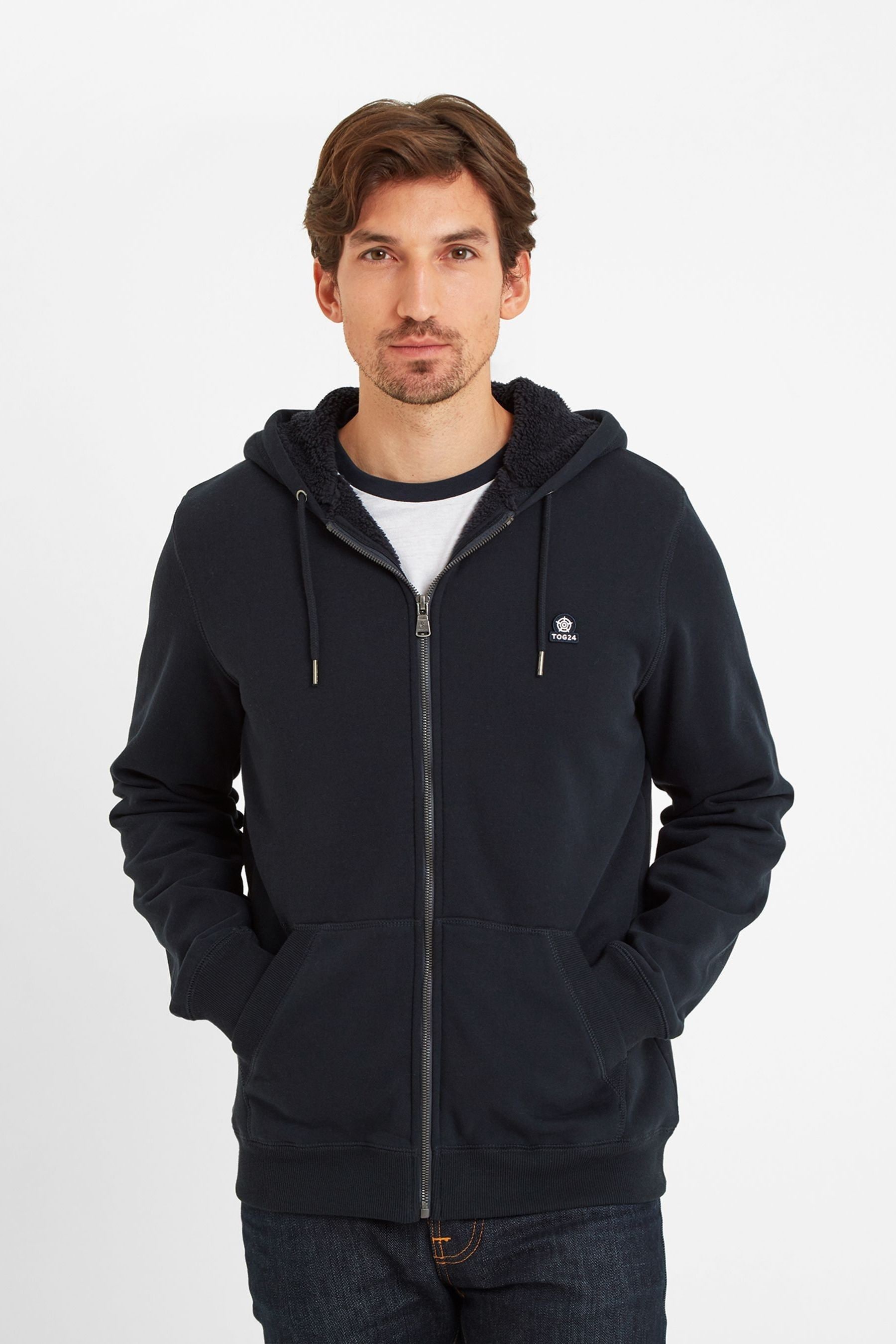 Tog 24 Blue Timble Mens Sherpa Lined Hoodie