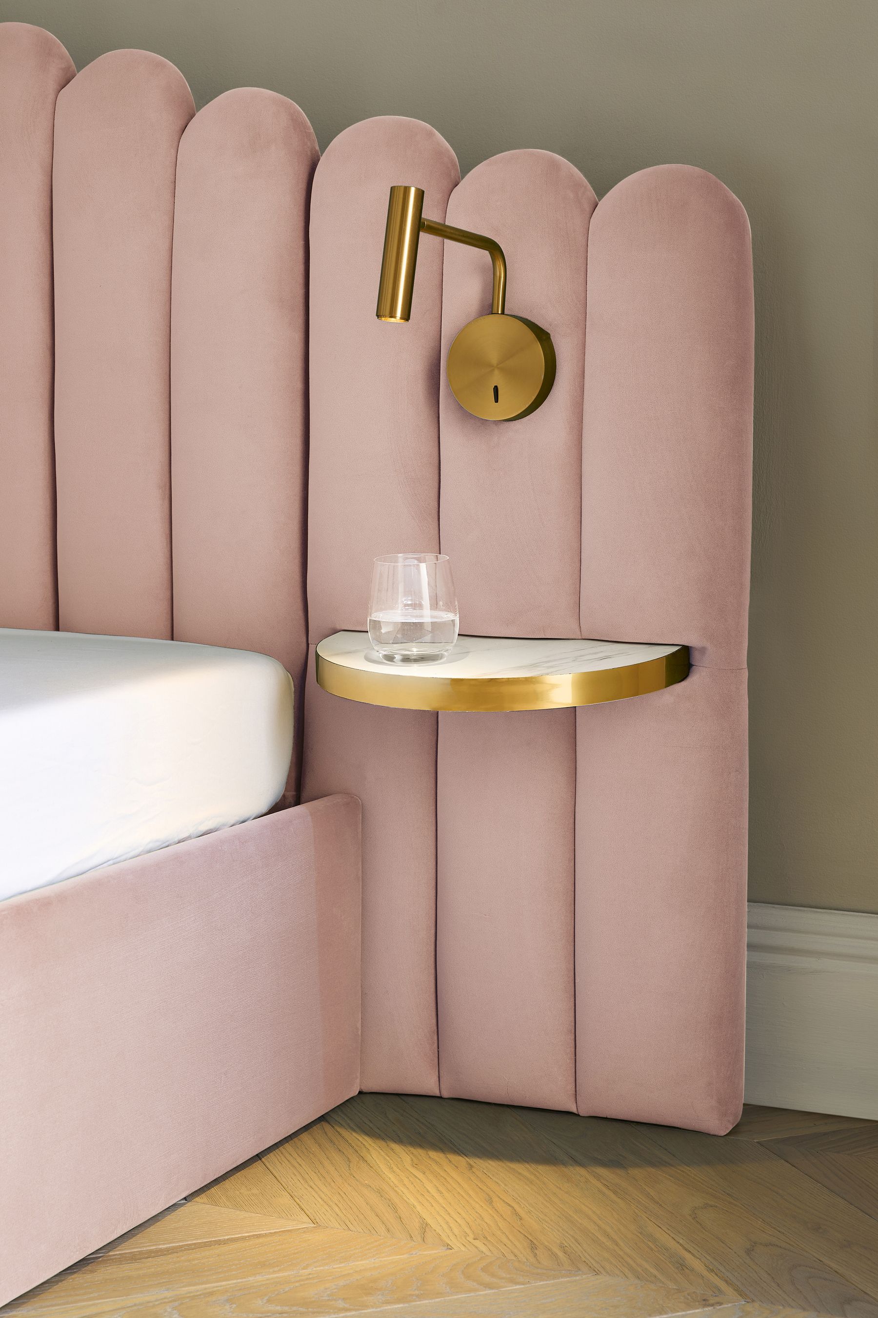 Blush pink side outlet table