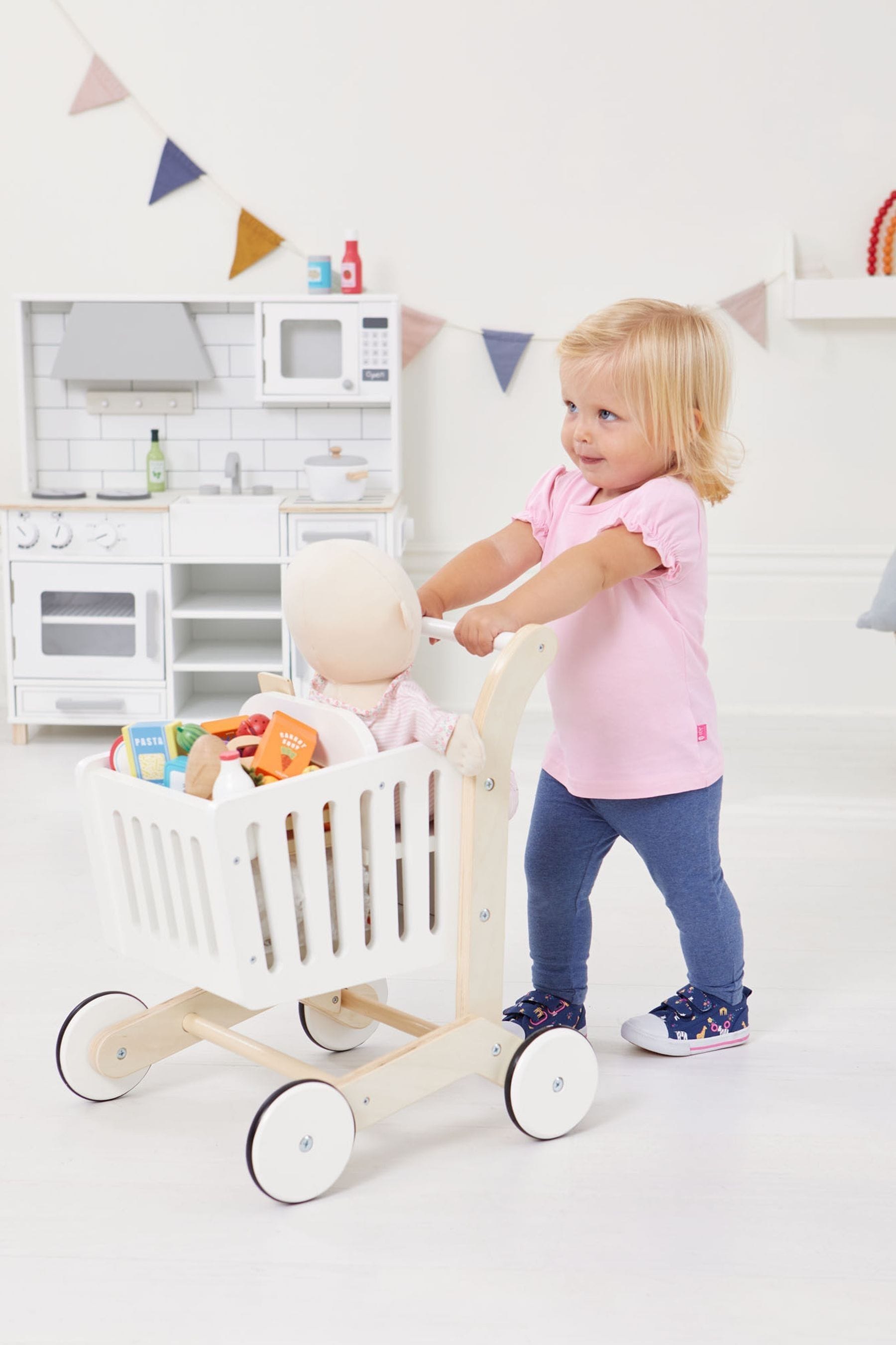 Childs shop wooden trolley