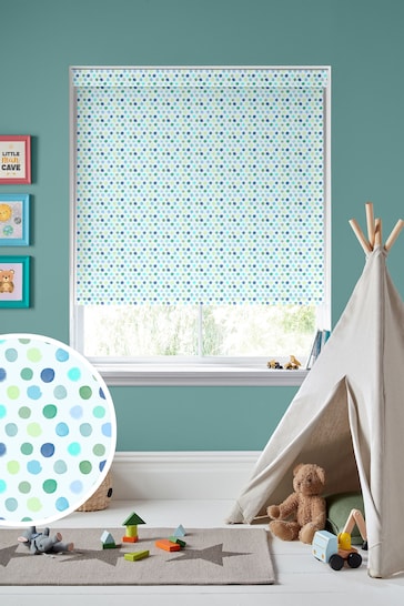 Voyage Lagoon Blue Blackout Dotty Made To Measure Roller Blind