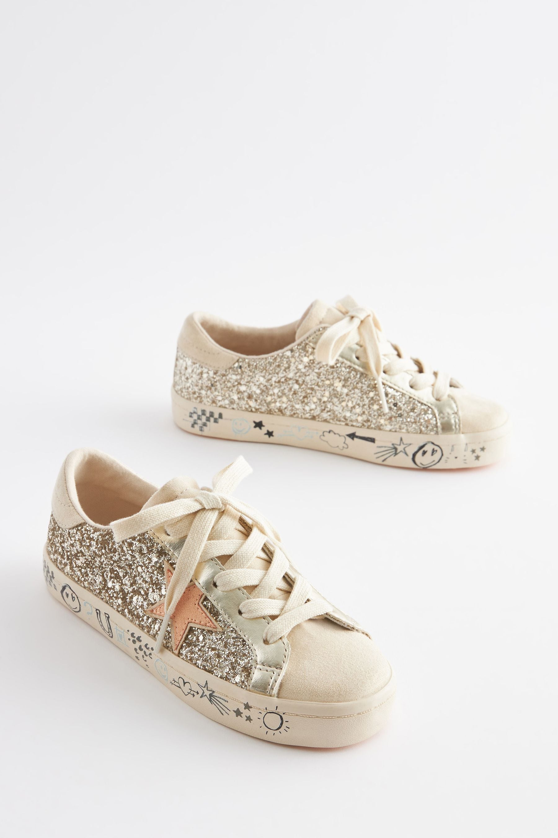 Gold sneakers shop with stars
