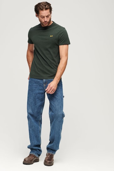 Superdry Green Cotton Micro Embroidered T-Shirt