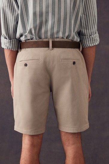 Stone Belted Chino Shorts