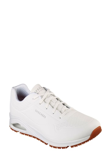 Skechers White Work Relaxed Fit: Uno Slip Resistant Mens Trainers