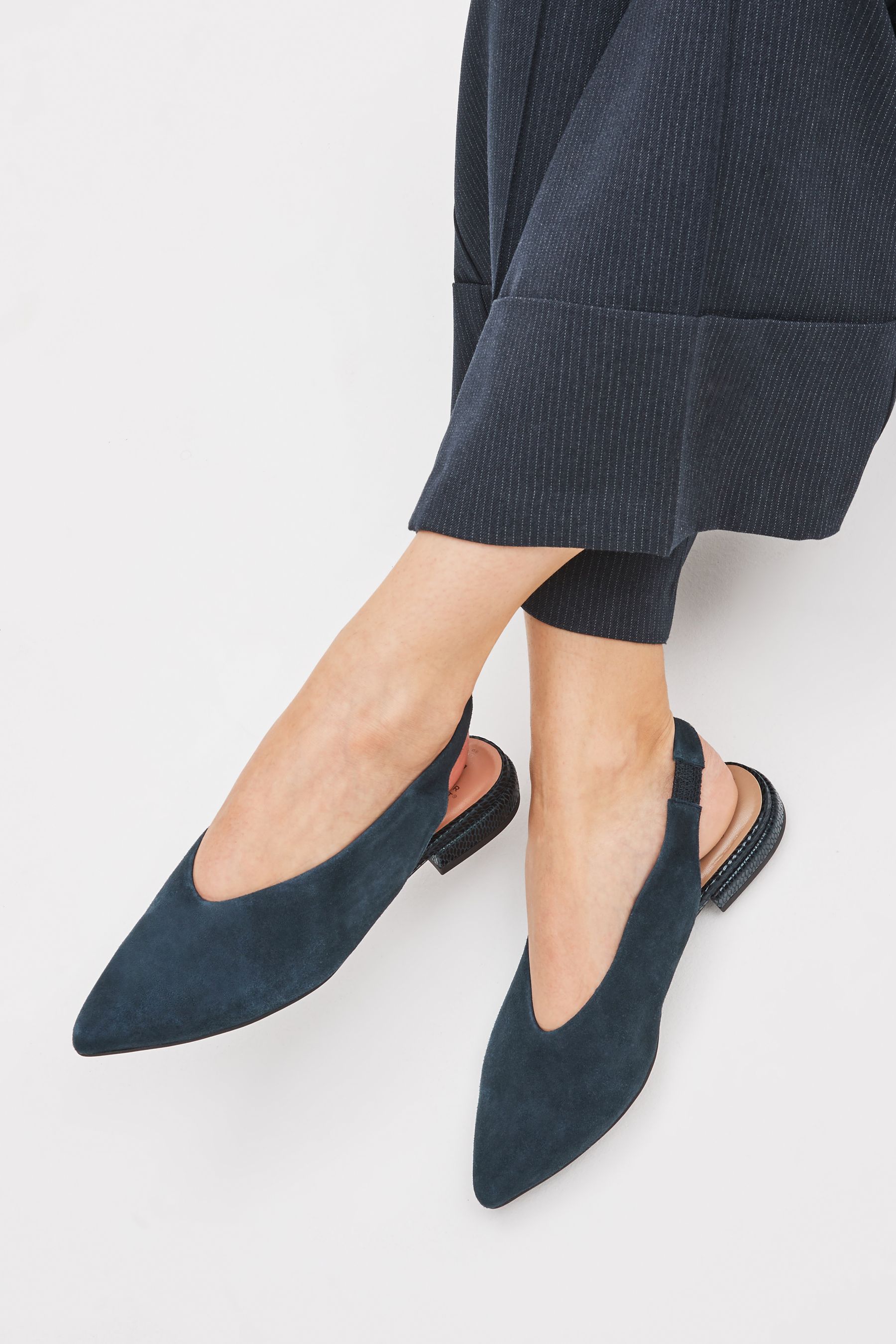 Navy deals leather slingbacks