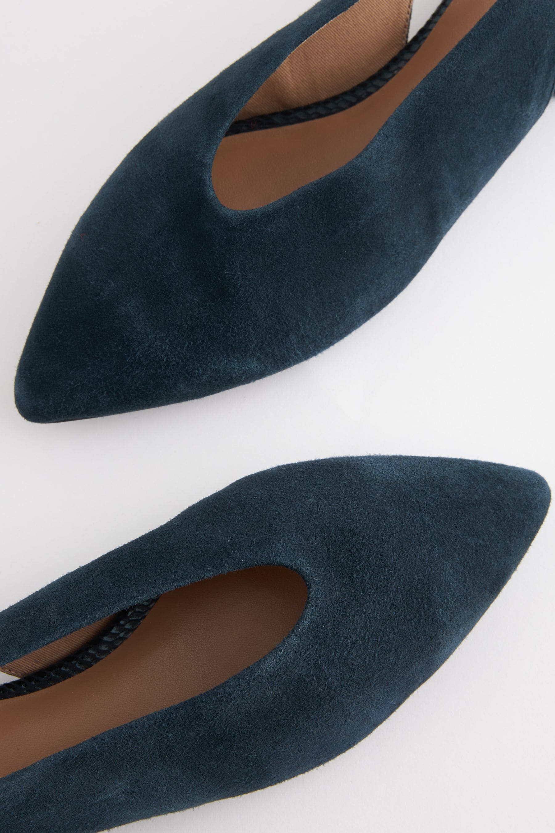 Buy Navy Blue Forever Comfort Leather Flat Slingbacks from the