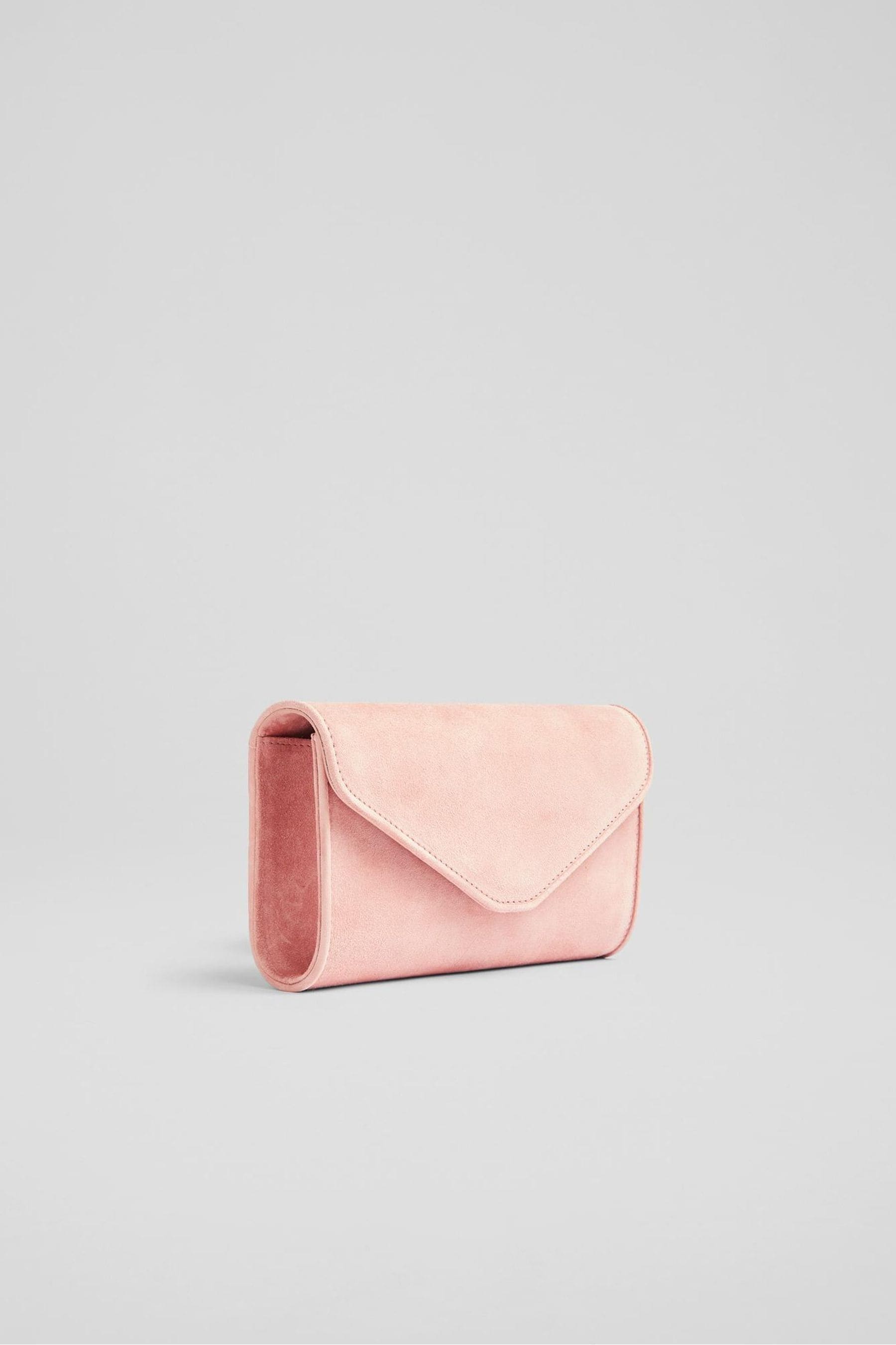 Dusky pink suede clutch bag outlet