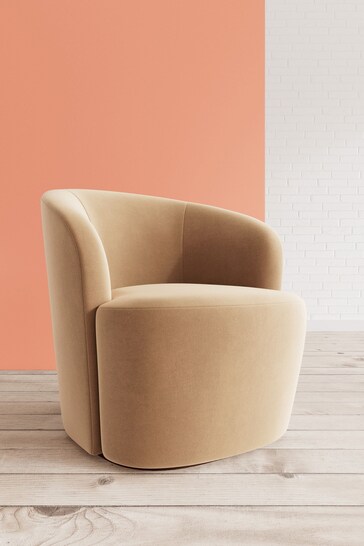 Swoon Easy Velvet Natural Biscuit Ritz Chair