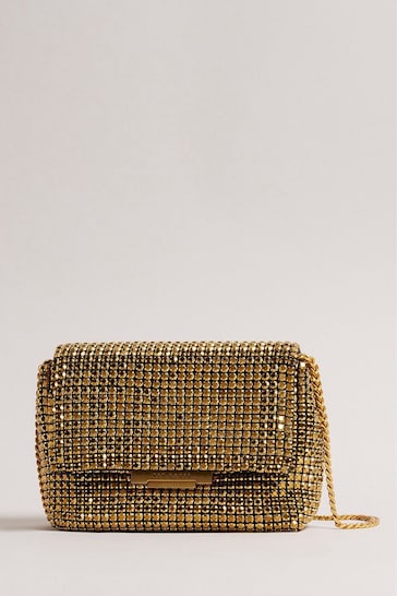Ted Baker Gold Gliters Crystal Mini Cross-Body Bag