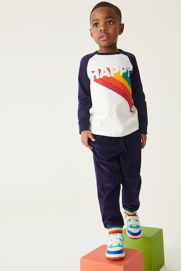 Little Bird by Jools Oliver Navy Happy Long Sleeve Colourful T-Shirt