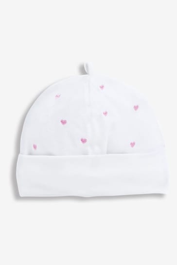 JoJo Maman Bébé Pink Embroidered Cotton Baby Hat