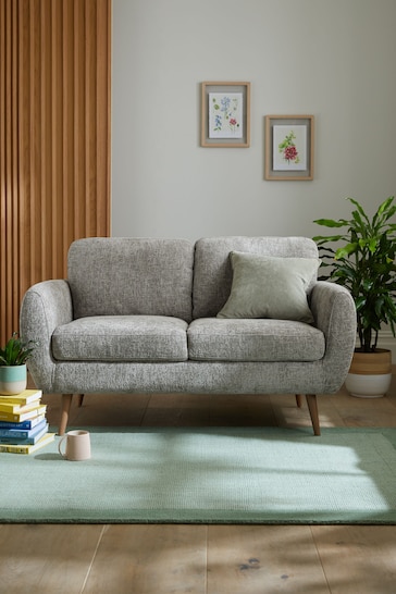 Chunky Chenille Light Grey Oak Effect Leg Wilson Compact 2 Seater Sofa In A Box