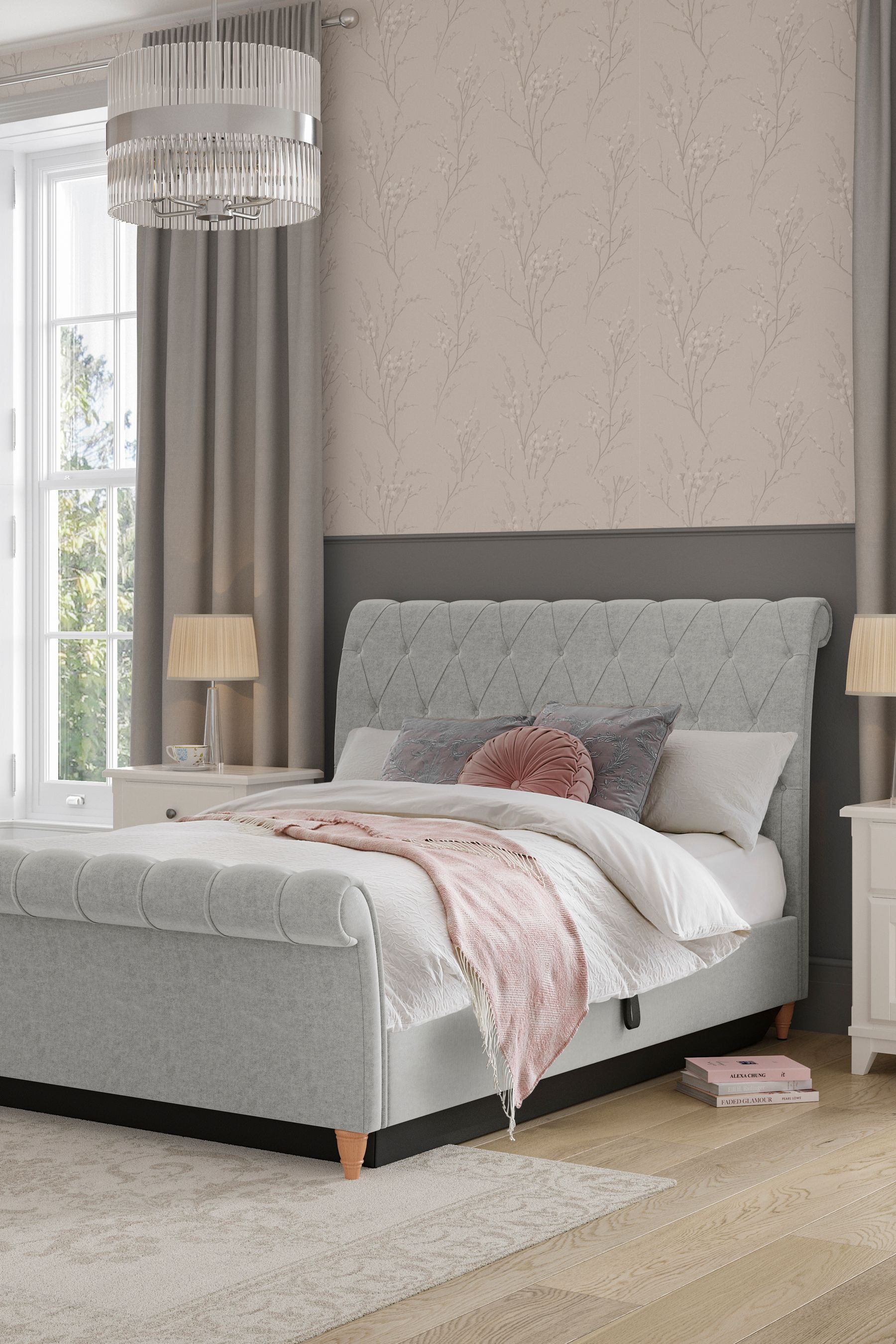 Ashley upholstered hotsell sleigh bed