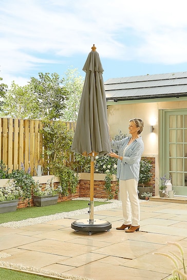 Nova Outdoor Living Grey 3m Round Deluxe Wooden Parasol