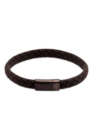 Unique & Co Gents Black Leather Mens Collection Bracelet