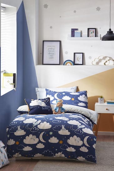 Peter Rabbit™ Blue Sleepy Head Timeless Printed Duvet Cover and Pillowcase Set