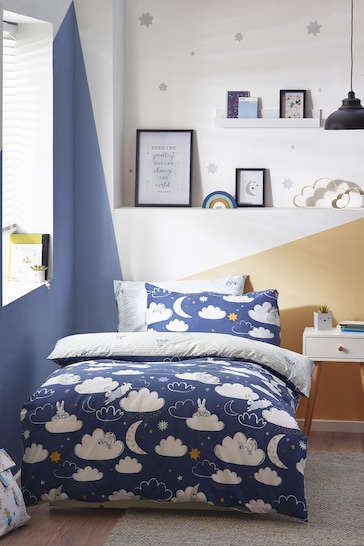 Peter Rabbit™ Blue Sleepy Head Timeless Printed Duvet Cover and Pillowcase Set
