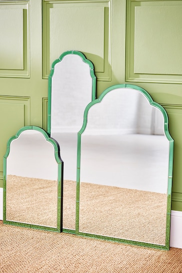 Oliver Bonas Green Aurora Glass Wall Mirror