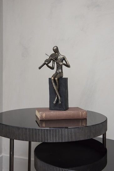 Libra Interiors Bronze Vanessa Violinist Textured Sculpture
