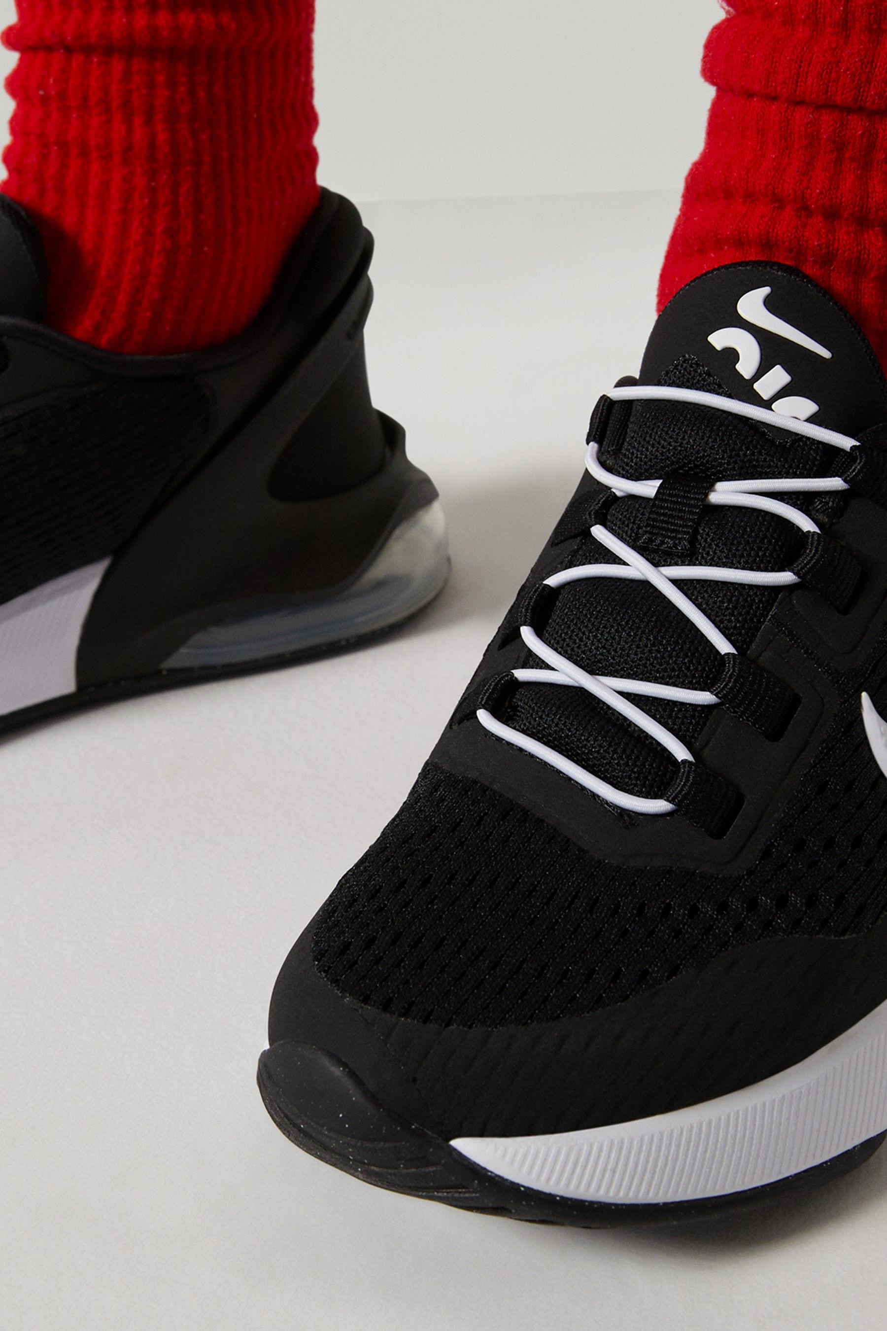 Nike junior air max 270 trainer black shop white ember glow
