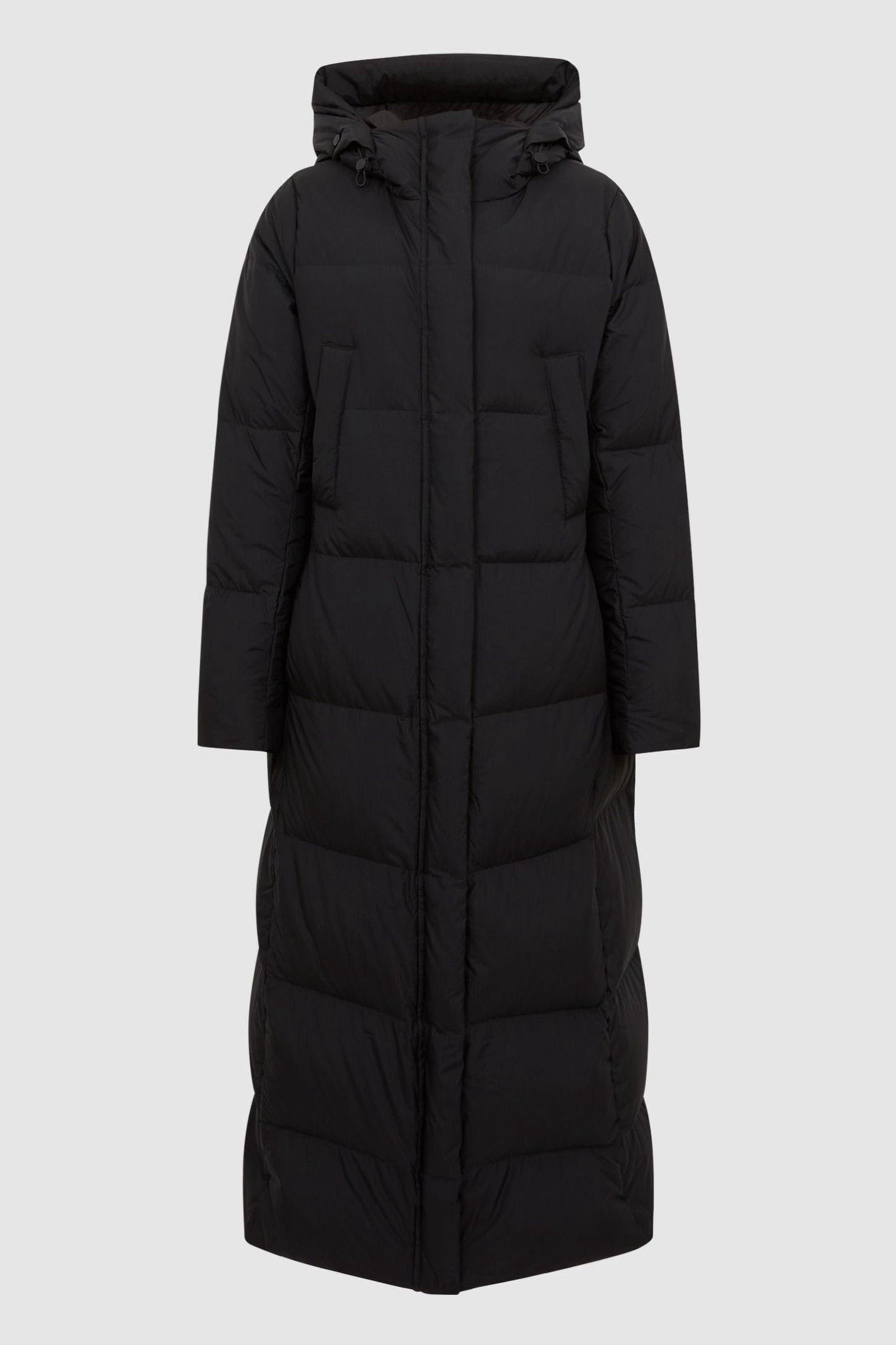 Buy Reiss Black Tilde Petite Longline Hooded Puffer Coat from the