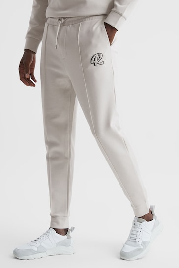 Reiss Off White Premier Logo Drawstring Loungewear Joggers