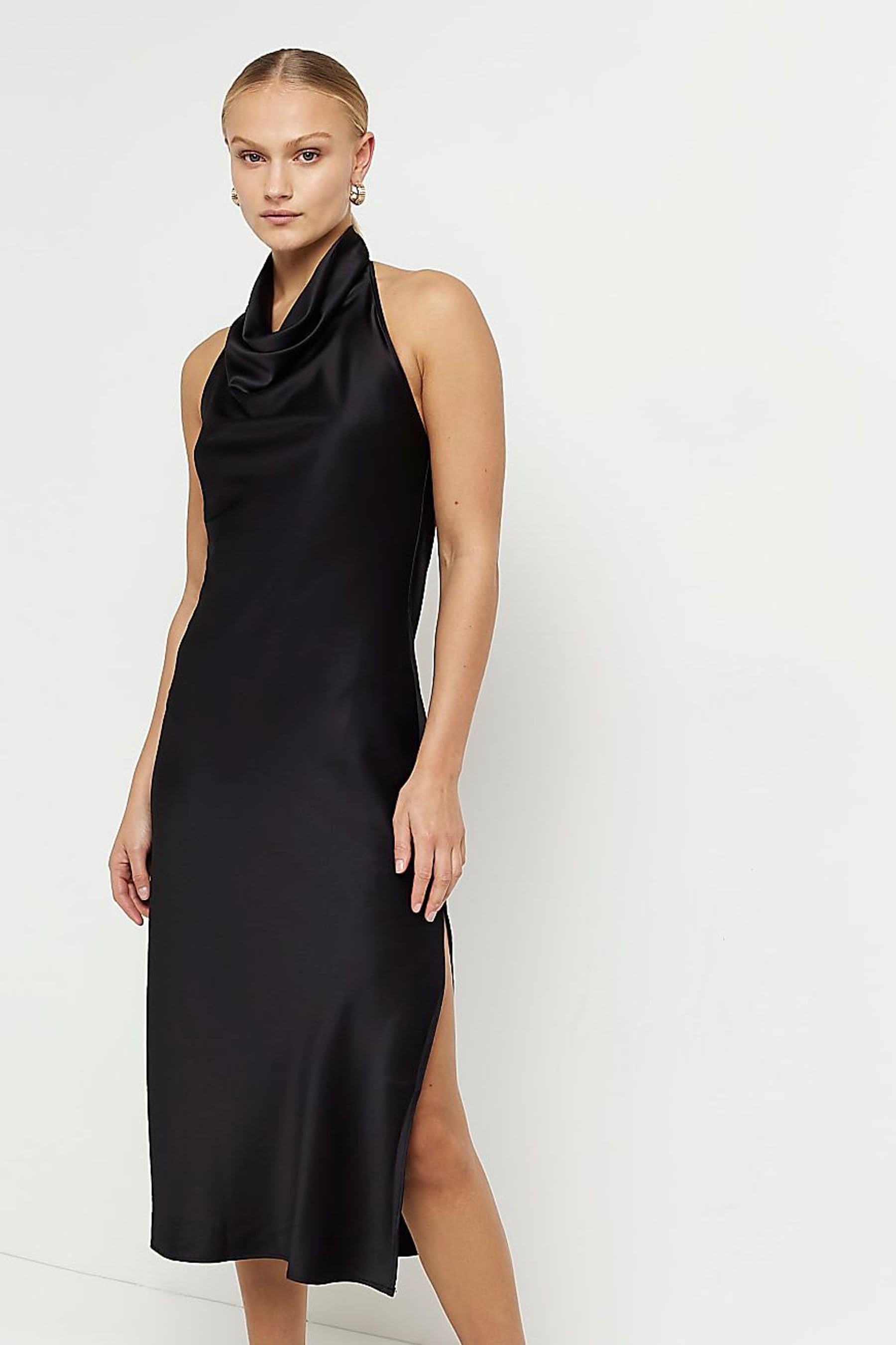 Buy River Island Black Halter Slip Dress from the Next UK online shop
