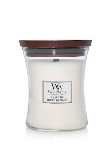 Woodwick White Medium Hourglass Solar Ylang Candle