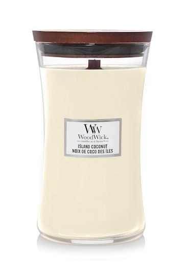 Woodwick White Large Hourglass Island Coconut Candle