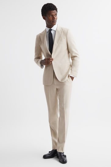 Reiss Ivory Gatsby Slim Fit Textured Single Breasted Blazer