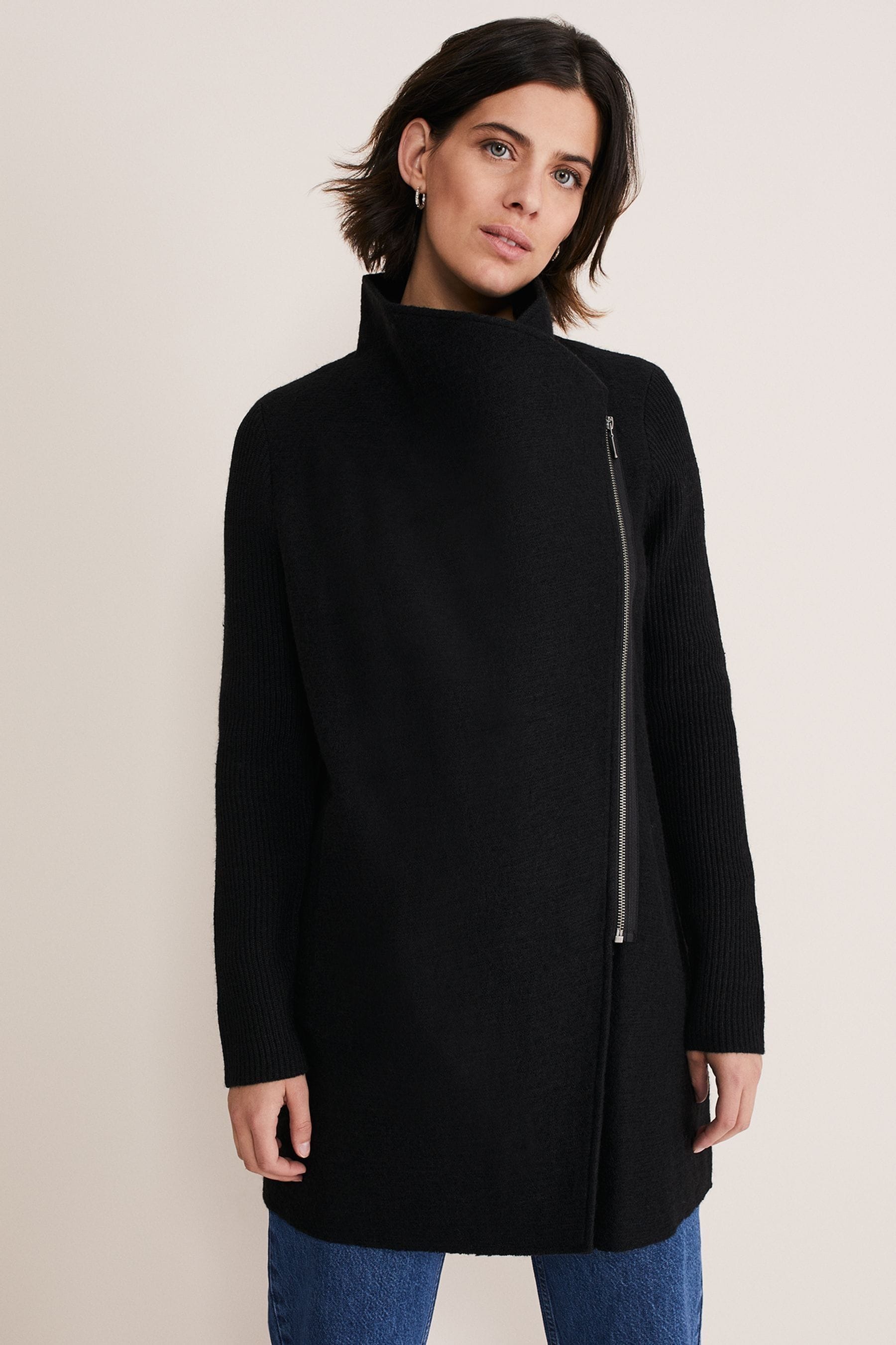 Black knit coat clearance