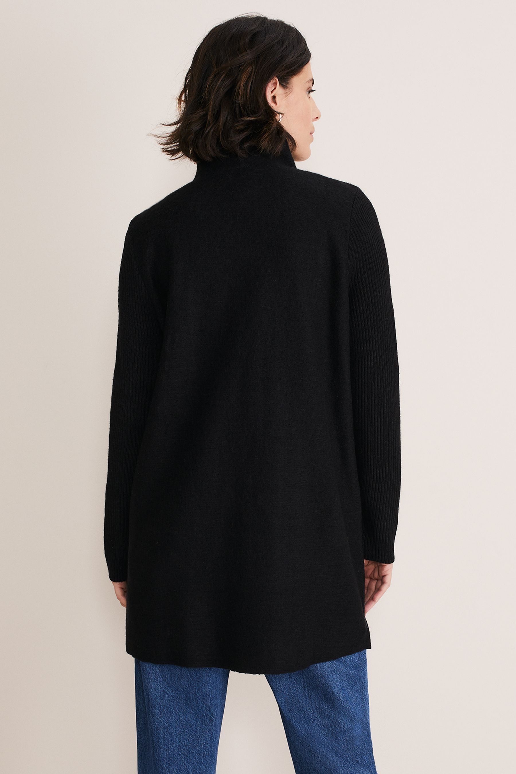 Phase Eight Black Zip Byanca Knit Coat