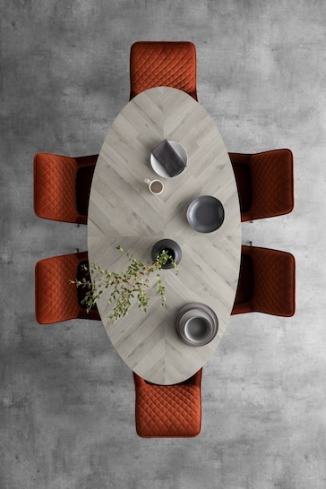 Grey Bronx Chevron Oak Effect 6 Seater Dining Table