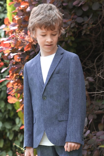 Blue Linen Blend Suit Jacket (3-16yrs)