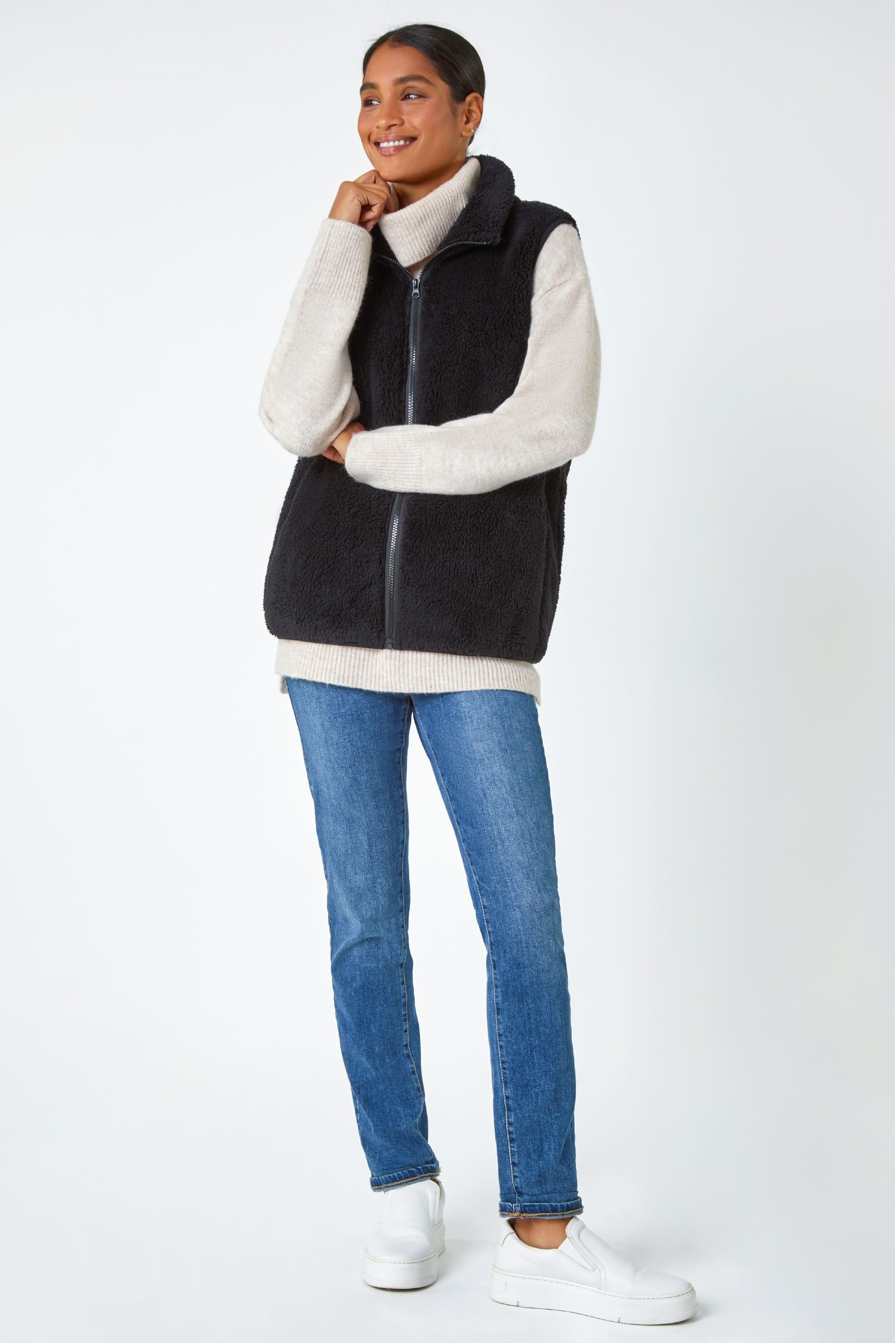 Buy Roman Black Soft Sherpa Borg Fleece Gilet from the Next UK online shop