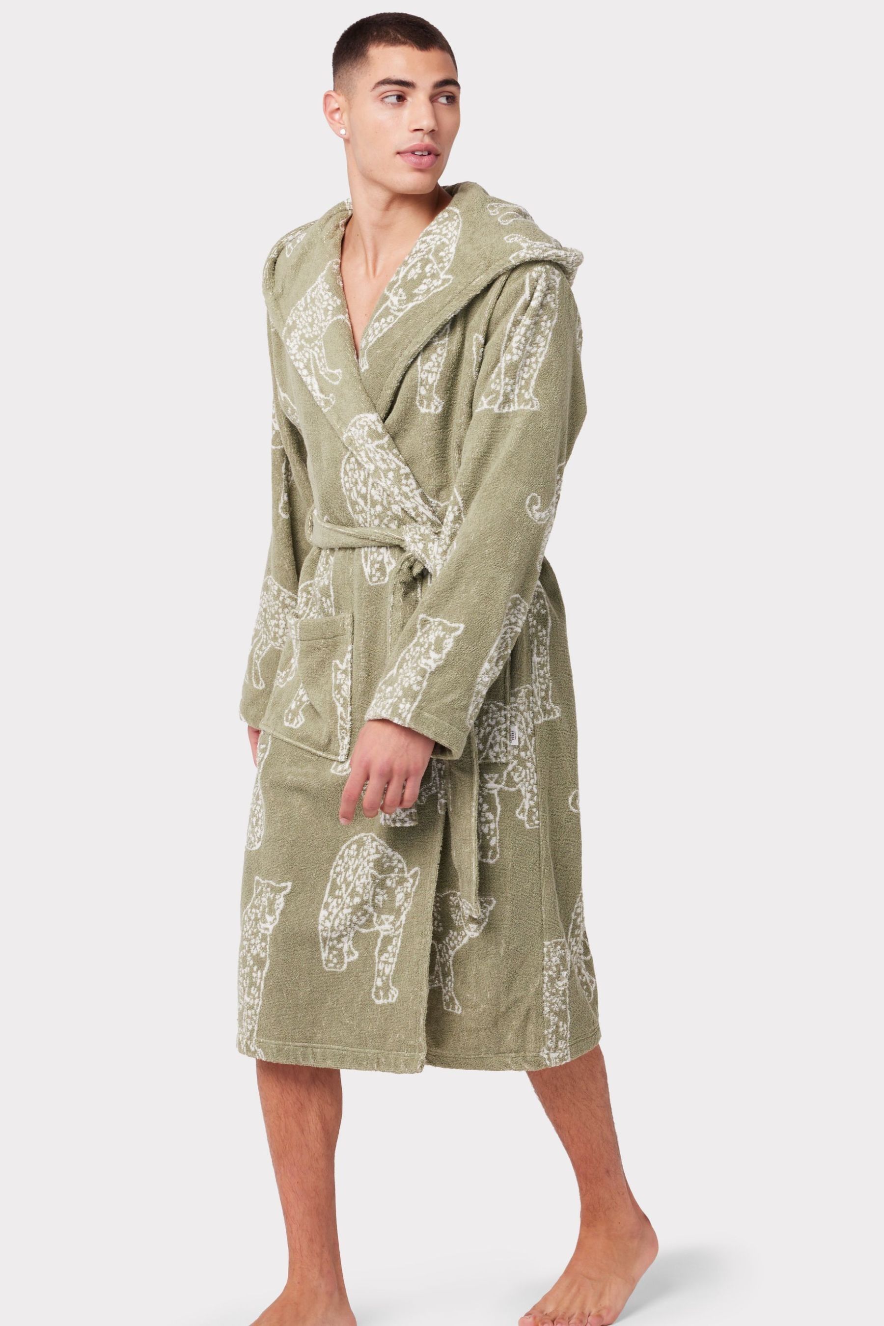 Mens leopard sales print dressing gown