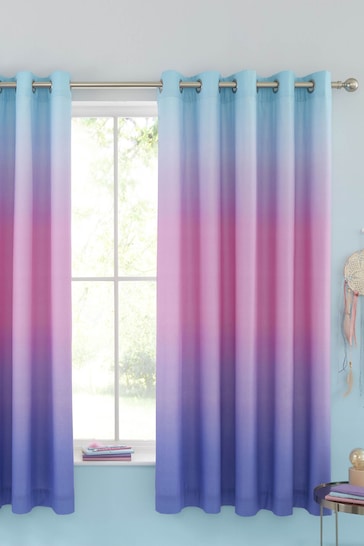 Catherine Lansfield Multi Ombre Rainbow Eyelet Curtains