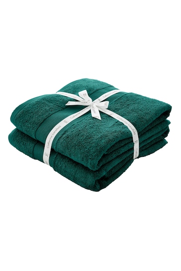 Catherine Lansfield Set of 2 Green Anti-Bacterial Cotton Towels