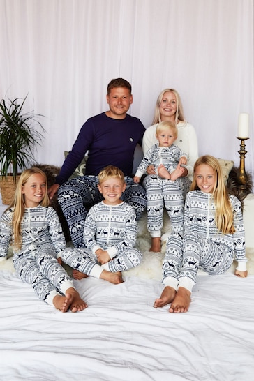 The Little Tailor Ladies Reindeer Christmas Fairisle Pyjamas