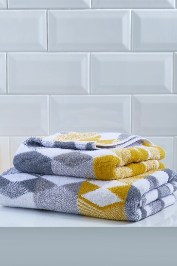 Fusion Grey Hexagon Jacquard Towel