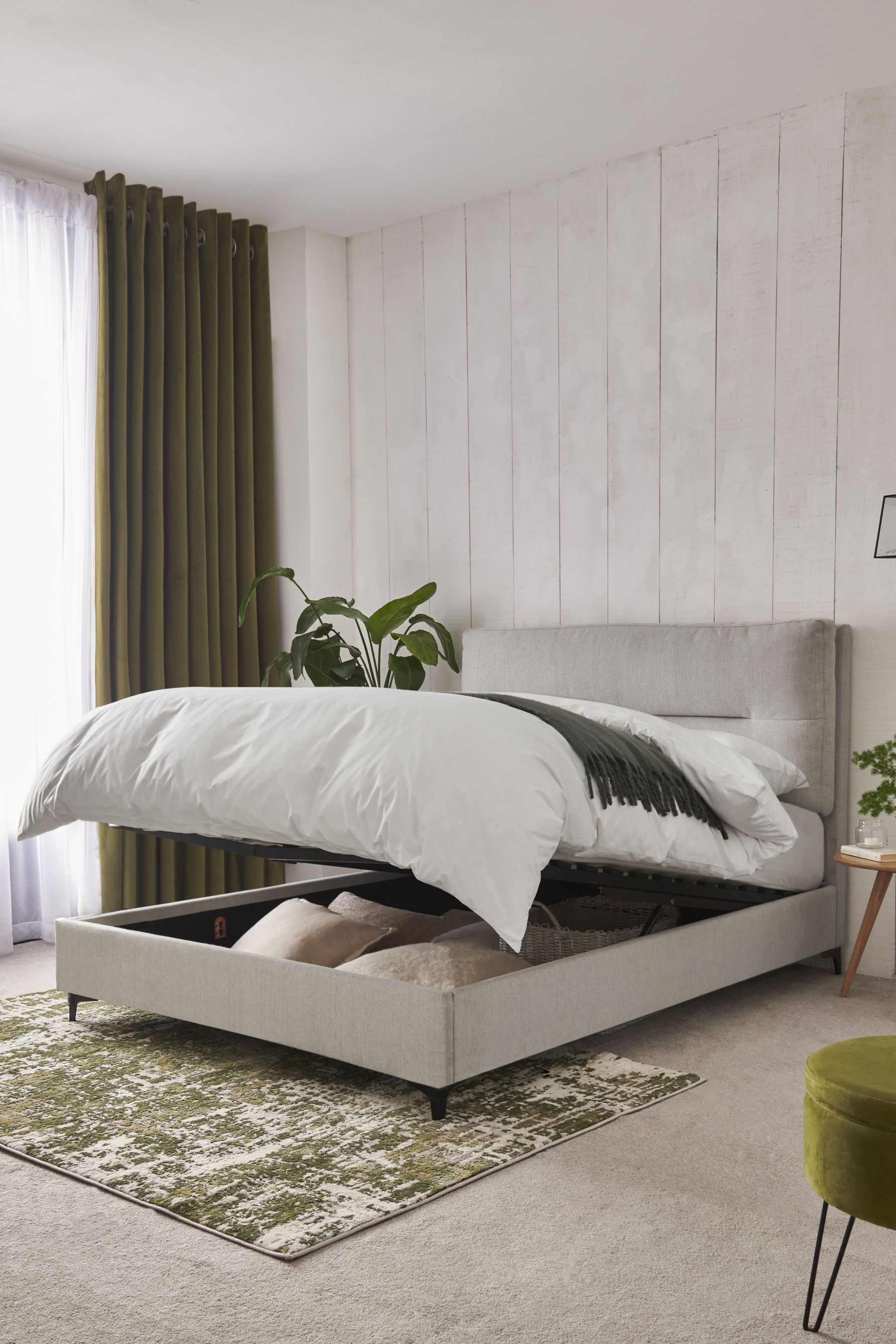 Contemporary upholstered outlet storage bed