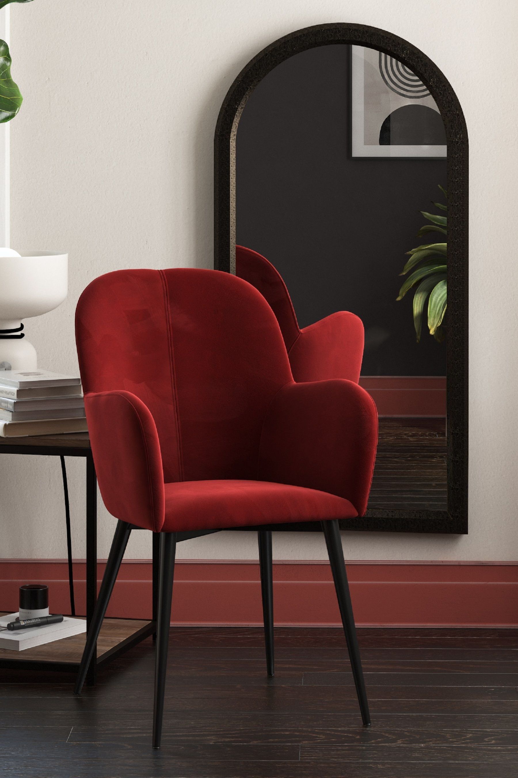 Red and sale grey accent chair