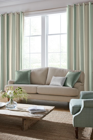 Laura Ashley Smoke Green Awning Stripe Made To Measure Curtains