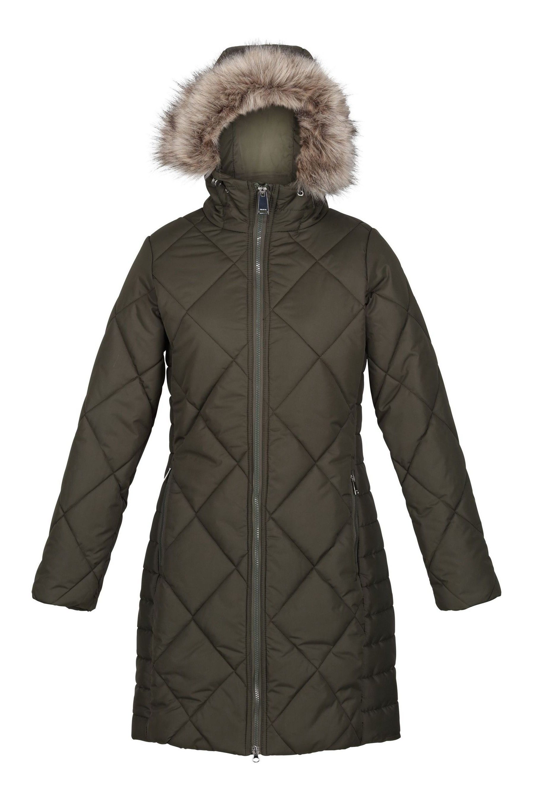 Women's fritha insulated quilted fur trimmed hooded parka jacket dusky heather best sale