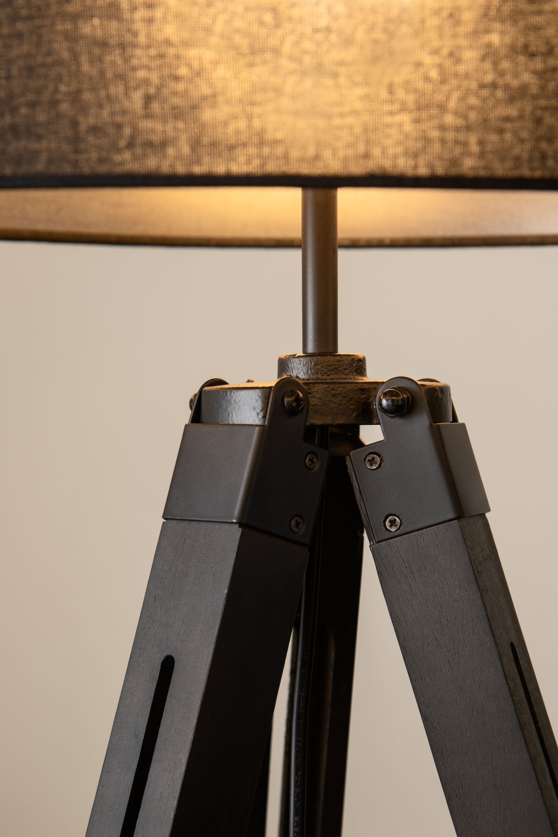 Black Bronx Wood Tripod Floor Lamp